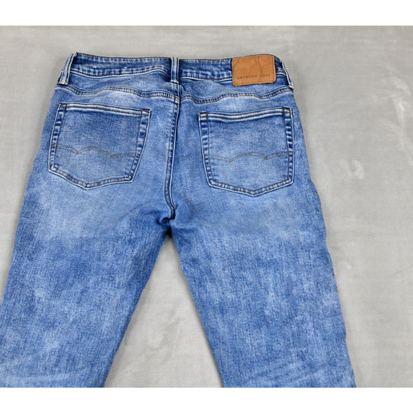 American Eagle Jeans Mens 32X34 (29x33 Meas) Skinny Distressed Denim Blue - Picture 7 of 11